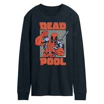 Men's Marvel Deadpool Distressed Long Sleeve Graphic Tee