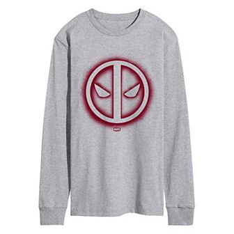 Men's Marvel Deadpool Logo Spray Long Sleeve Graphic Tee