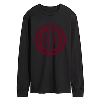 Men's Marvel Deadpool Logo Spray Long Sleeve Graphic Tee