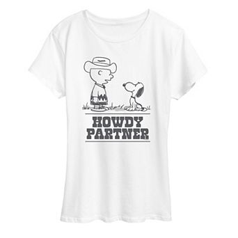 Women's Peanuts Charlie & Snoopy Howdy Partner Graphic Tee