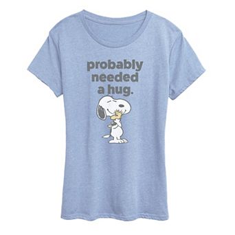 Women's Peanuts Snoopy & Woodstock Probably Needed A Hug Graphic Tee