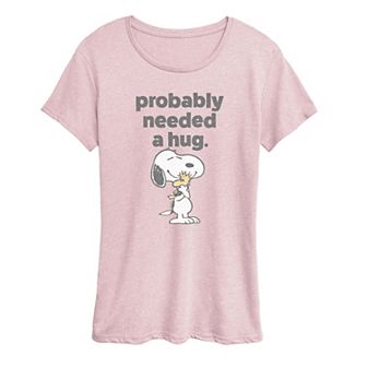 Women's Peanuts Snoopy & Woodstock Probably Needed A Hug Graphic Tee