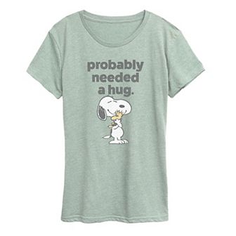 Women's Peanuts Snoopy & Woodstock Probably Needed A Hug Graphic Tee