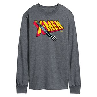 Men's Marvel X-Men Logo Claw Rip Long Sleeve Graphic Tee