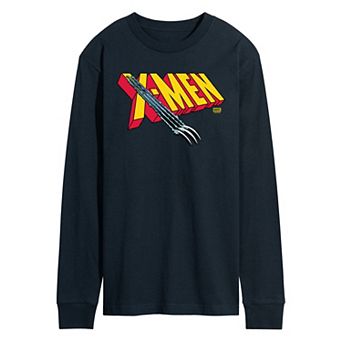 Men's Marvel X-Men Logo Claw Rip Long Sleeve Graphic Tee