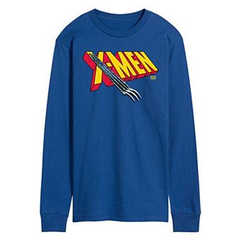 Men's Marvel X-Men Logo Claw Rip Long Sleeve Graphic Tee