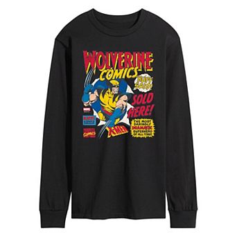 Men's Marvel Wolverine Comics Ad Distressed Long Sleeve Graphic Tee