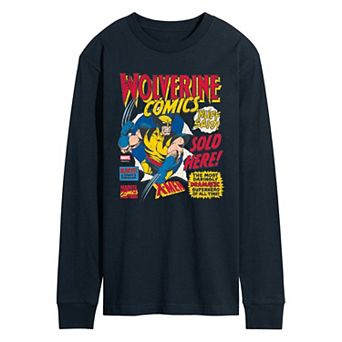 Men's Marvel Wolverine Comics Ad Distressed Long Sleeve Graphic Tee