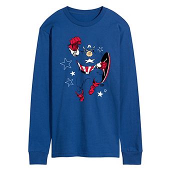 Men's Marvel Captain America Pose Long Sleeve Graphic Tee