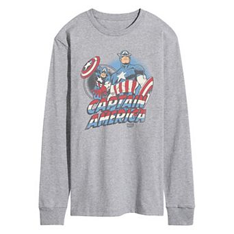 Men's Marvel Captain America Retro Long Sleeve Graphic Tee