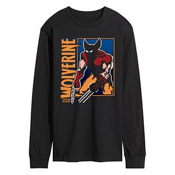 Men's Marvel Wolverine Pixel Long Sleeve Graphic Tee