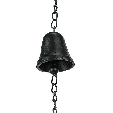 Set of 2 Black Cast Iron Bear Wind Chime Hanging Bells Outdoor Home Cabin Decor