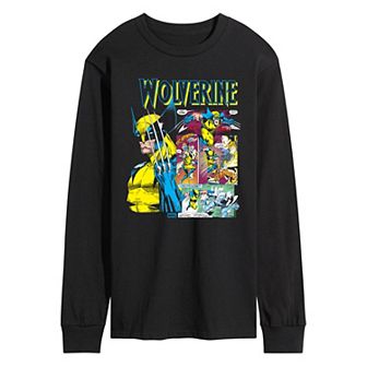 Men's Marvel Wolverine Comic Panels Long Sleeve Graphic Tee