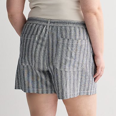 Plus Size Sonoma Goods For Life Mid Rise Linen Blend Shorts