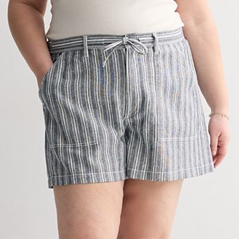 Plus Size Sonoma Goods For Life® Mid Rise Linen Blend Shorts