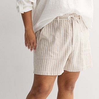 Plus Size Sonoma Goods For Life® Mid Rise Linen Blend Shorts