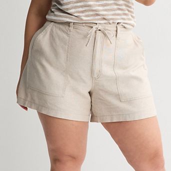 Plus Size Sonoma Goods For Life® Mid Rise Linen Blend Shorts