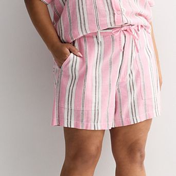 Plus Size Sonoma Goods For Life® Mid Rise Linen Blend Shorts