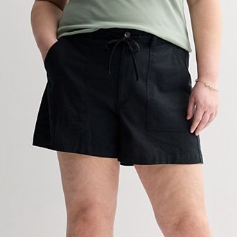 Plus Size Sonoma Goods For Life® Mid Rise Linen Blend Shorts