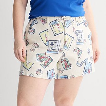 Plus Size Sonoma Goods For Life® Mid Rise Linen Blend Shorts