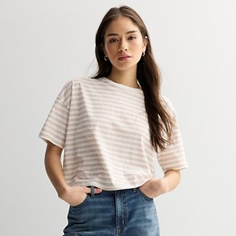 Juniors' SO® Short Sleeve Boxy Cropped T-Shirt