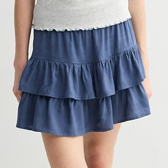 Girls 7-20 SO® Solid Tiered Ruffle Skort in Regular & Plus