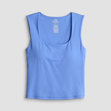 Juniors' Pink Republic Square Neck Built-In Bra Cups Tank Top