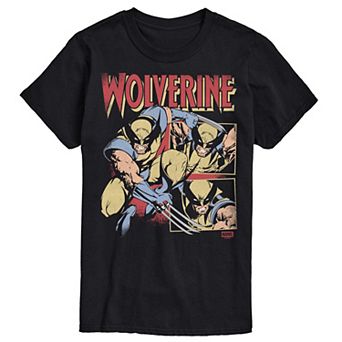 Men's Marvel Wolverine Retro Comic Panels Distressed Graphic Tee