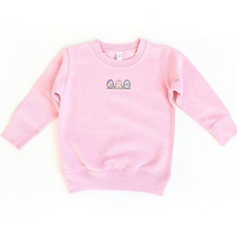 The Juniper Shop Embroidered Easter Eggs In Grass Toddler Sweatshirt