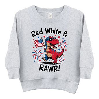 The Juniper Shop Red, White and Rawr Toddler Sweatshirt