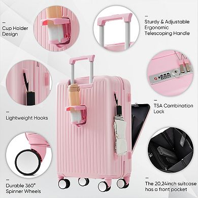 Merax 4-Piece Luggage Set: 20in Front-Opening Carry-On (Laptop Access), 28in Checked Suitcase