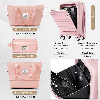 Merax 4-Piece Luggage Set: 20in Front-Opening Carry-On (Laptop Access), 28in Checked Suitcase