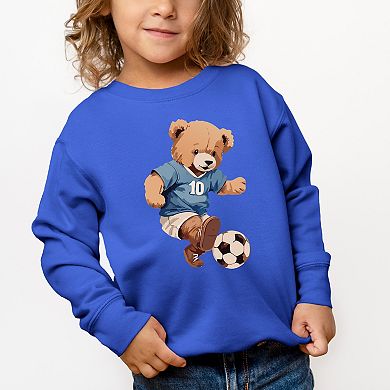 The Juniper Shop Watercolor Soccer Bear Toddler Sweatshirt