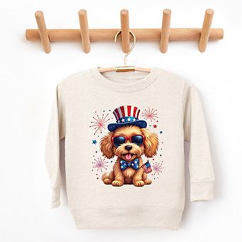 The Juniper Shop Patriotic Fluffy Dog Toddler Sweatshirt