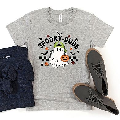 Spooky Dude Checkered Ghost - Youth Short Sleeve Graphic T-Shirt
