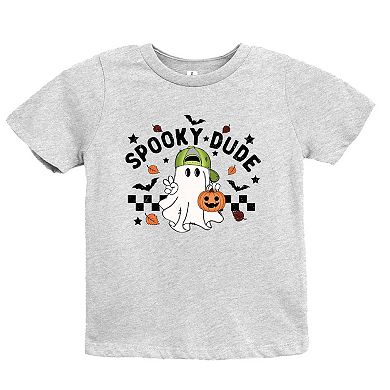 Spooky Dude Checkered Ghost - Youth Short Sleeve Graphic T-Shirt