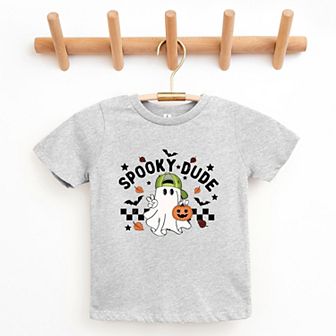 Spooky Dude Checkered Ghost - Youth Short Sleeve Graphic T-Shirt