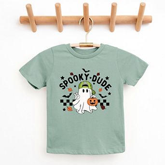 Spooky Dude Checkered Ghost - Youth Short Sleeve Graphic T-Shirt
