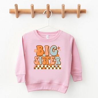 The Juniper Shop Big Sister Checkered Toddler Sweatshirt