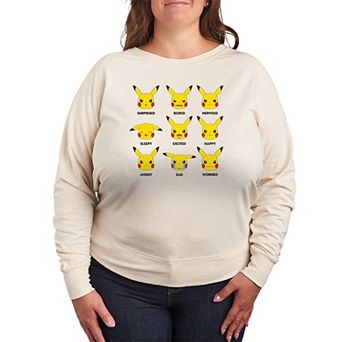 Plus Size Pokémon Moody Pikachu French Terry Long Sleeve Tee