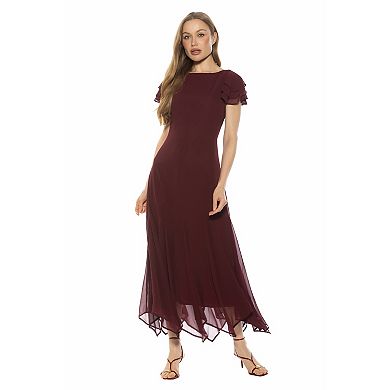 Women's ALEXIA ADMOR Ruffle Sleeve Asymmetrical Hem Midi Dress