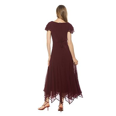 Women's ALEXIA ADMOR Ruffle Sleeve Asymmetrical Hem Midi Dress