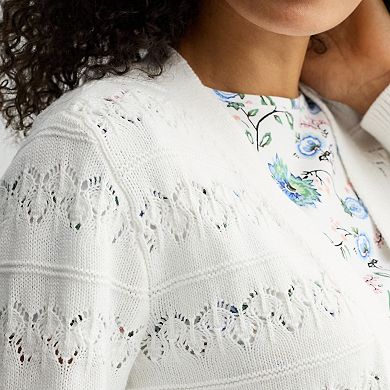 Women's Croft & Barrow® Pointelle Open-Front Cardigan