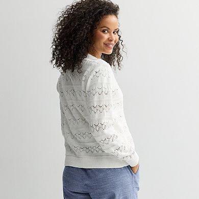 Women's Croft & Barrow® Pointelle Open-Front Cardigan