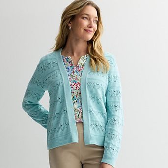 Women's Croft & Barrow® Pointelle Open-Front Cardigan