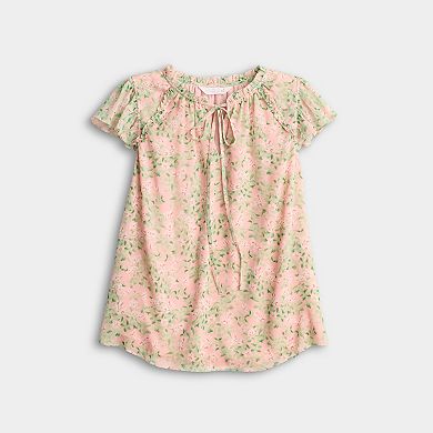 Petite LC Lauren Conrad Ruffle V-Neck Shell Top with Trim