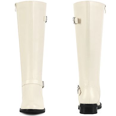 Knee High Boots Side Zipper Chunky Low Heel Buckles Riding Boots for Women
