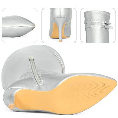 Pointed Toe Over the Knee High Zipper Stiletto High Heel Boots for Women