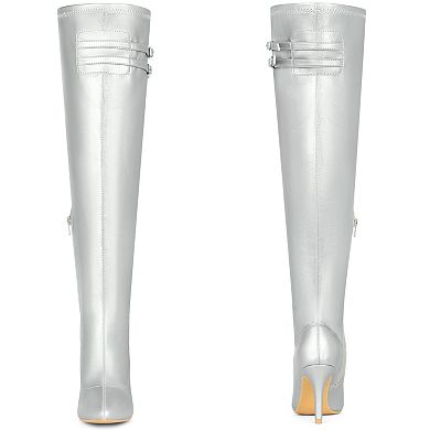 Pointed Toe Over the Knee High Zipper Stiletto High Heel Boots for Women