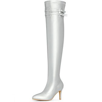 Pointed Toe Over the Knee High Zipper Stiletto High Heel Boots for Women